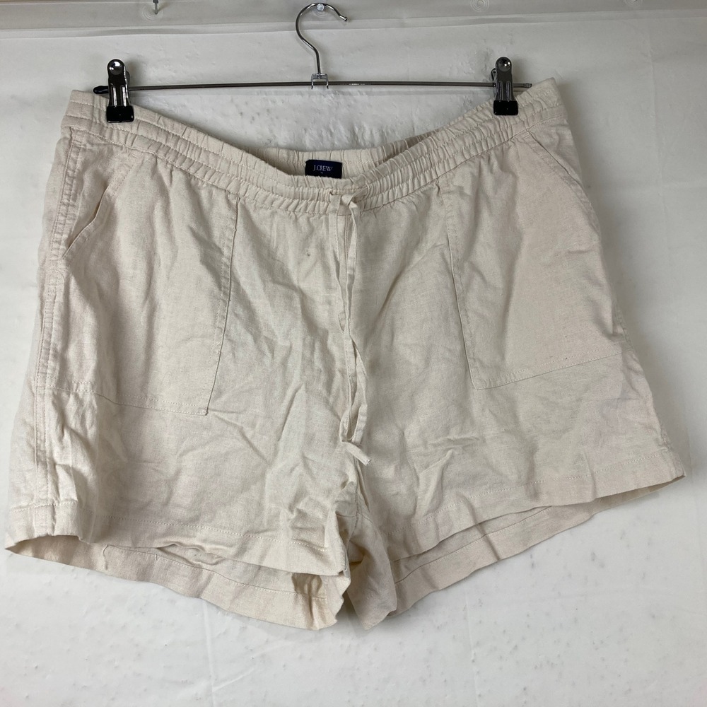 NWT J. Crew XL Linen Blend Drawstring Waist Shorts Beige Beach Vacation Casual - Picture 2 of 5